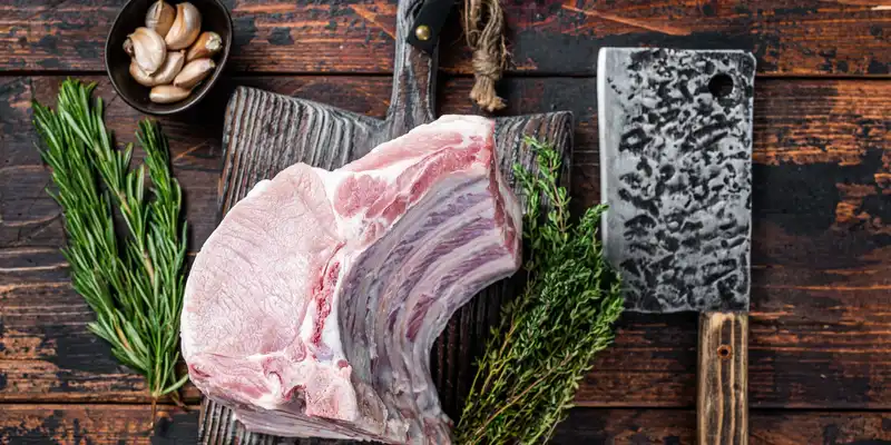 Raw pork sirloin (bone in, chops or roasts)