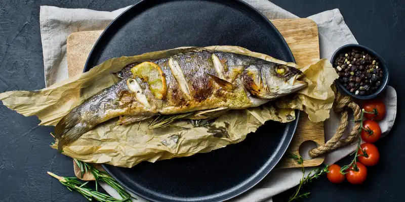 Cooked sea bass